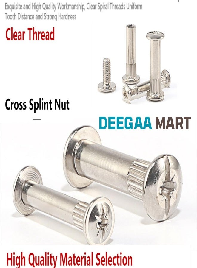 DEEGAA MART براغي توصيل الأثاث من ديجا مارت M6 30 مم، براغي M6 ذات غلاف، براغي تجميع الأثاث مع برغي، تجهيزات الخزائن لتوصيل ثابت - (المقاس: M6، 15 مجموعة) - Image 3